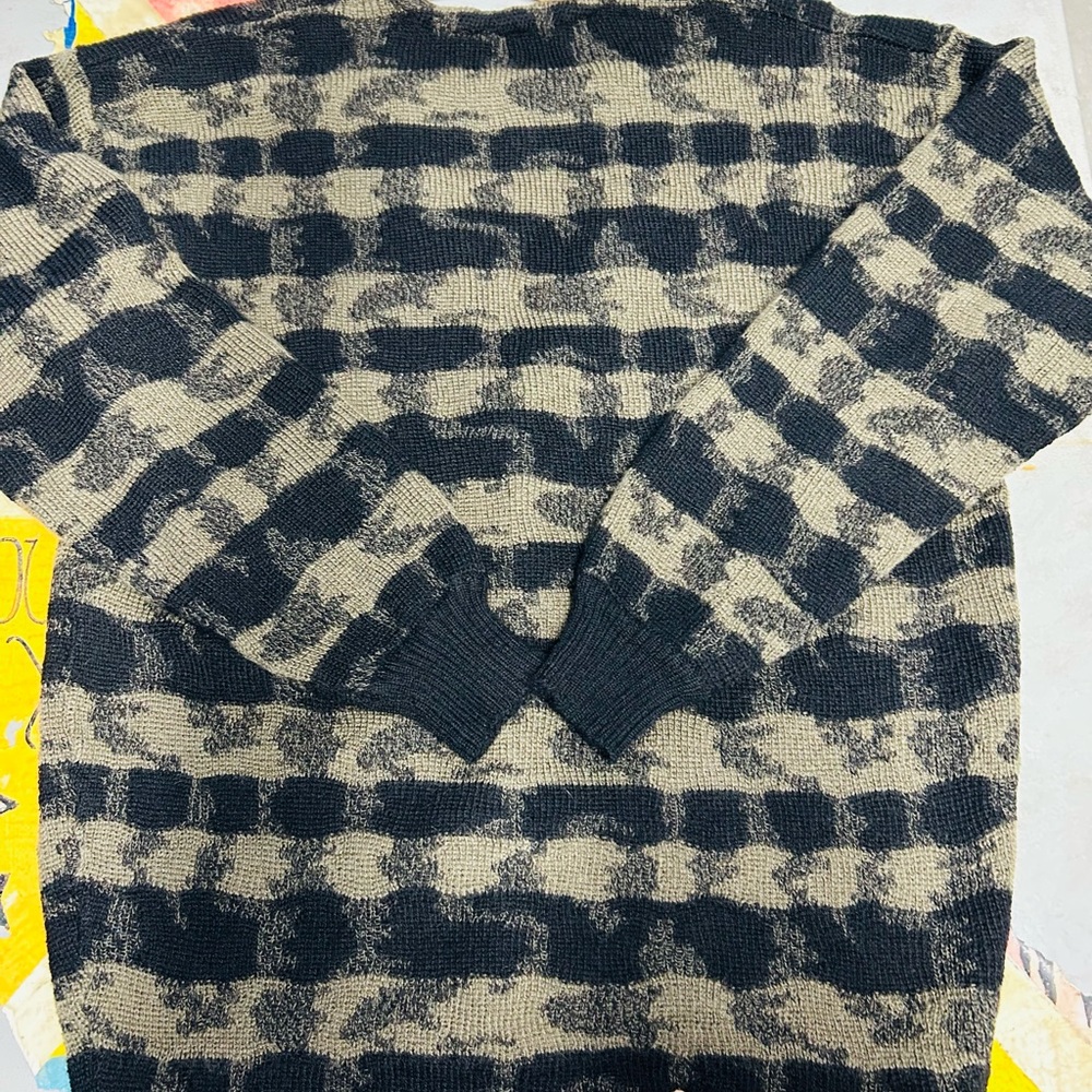 Vintage Giorgio Armani Men’s Cardigan, Sz M, Army Olive/Black Melange 80’s